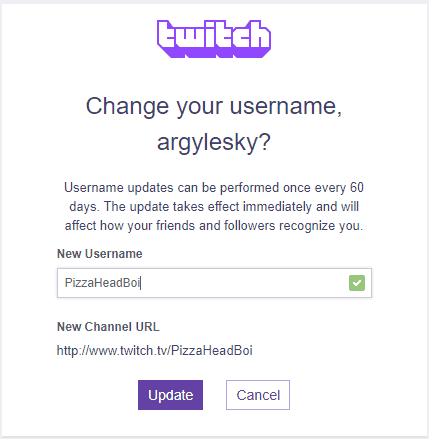 Username on Twitch