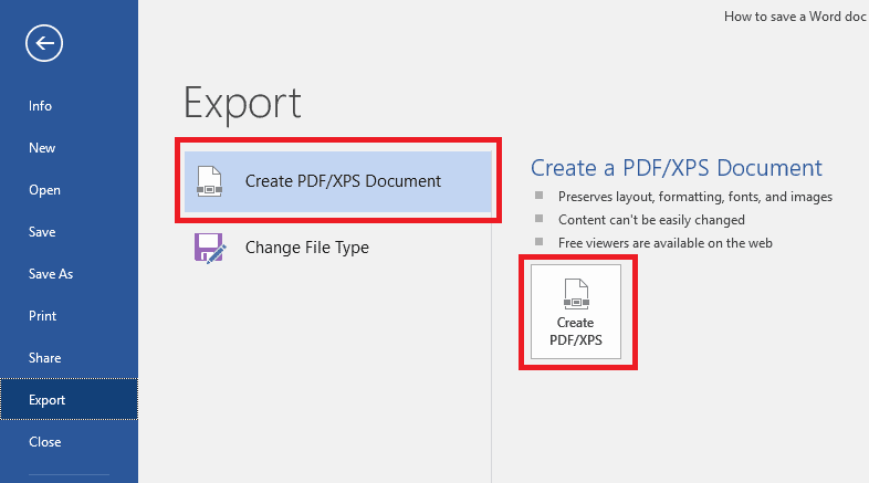 Convert a Word Document to PDF