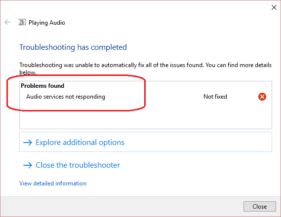 Audio Services Not Responding