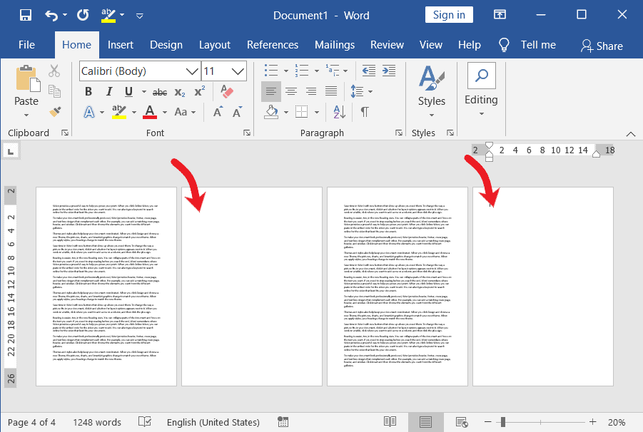 Delete blank page in Word