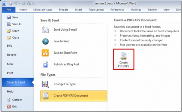 Save As PDF or Print to PDF in Microsoft Word