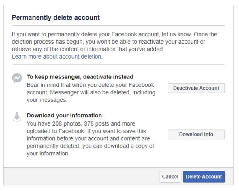 Permanently Delete Facebook Account