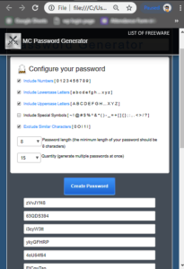MC Password Generator