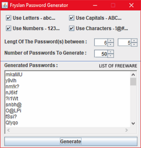 Fryslan Password generator