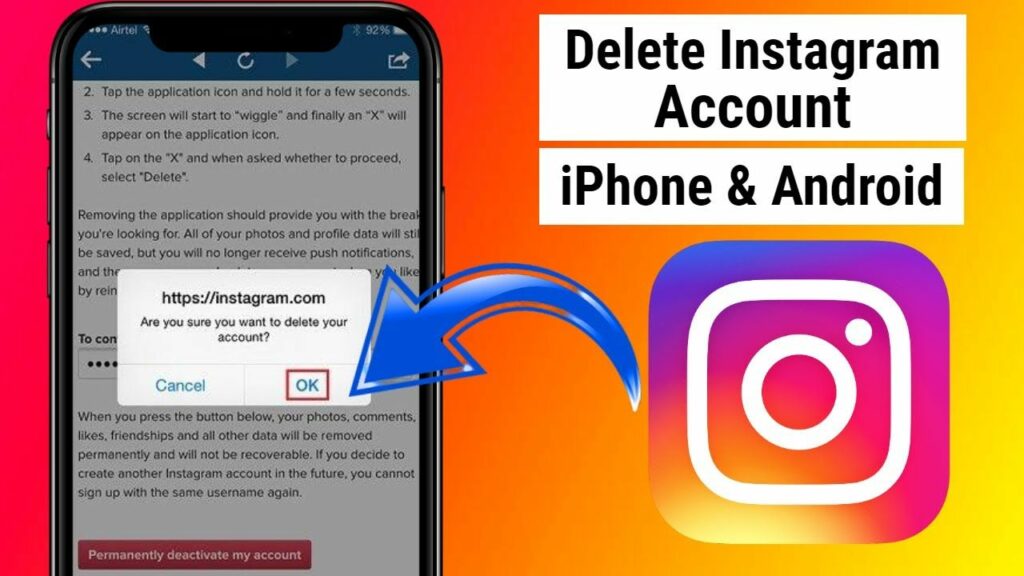 how to delete and deactivate an Instagram account