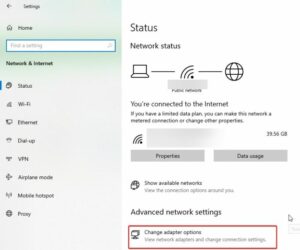 Click Change adapter options