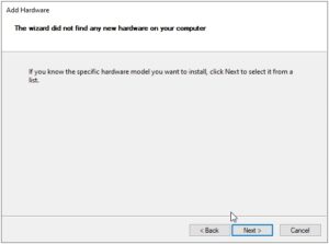 Click Next if you know the hardware model you want to install