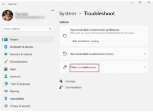 Click on Other troubleshooters