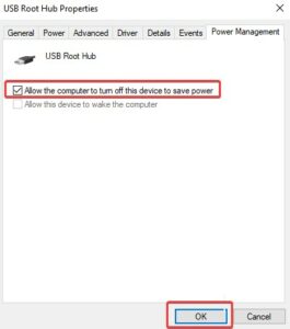 Click the Power Management tab