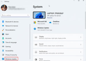 Find the Windows Update option in the left panel of System Settings