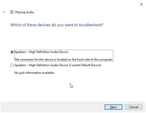If you have multiple devices, select the audio device you want to troubleshoot