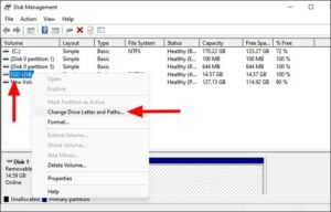 Right-click the USB drive under Disk Management