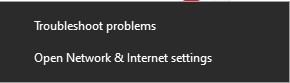 Right-click the Wi-Fi signal in the system tray and select the Open Network & Internet settings option