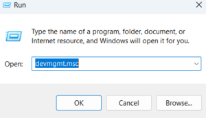 Use the command devmgmt.msc to open the Device Manager 