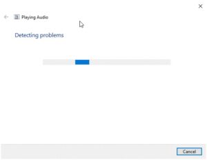 Wait for the troubleshooter to detect the problem with the audio device