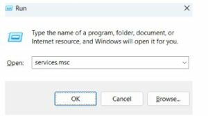 When the Run dialog box opens, type services.msc and press Enter