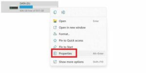 Right-click your disk and choose Properties
