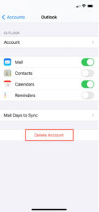 choose the Delete Account option.