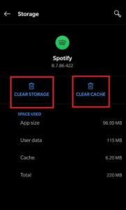 tap on the “Clear Storage” and “Clear Cache”