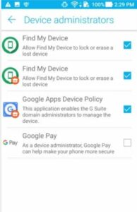 Prevent these apps from being device administrators