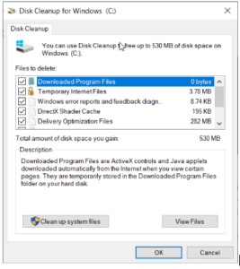 Disk Cleanup window