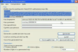 Generate a private and public key pair using puttygen
