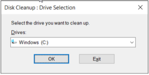In the Drive Selection window, select the drive you want to clean up and click OK.