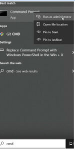 Open Command Prompt as administrator 